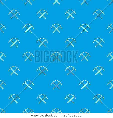 Mining Pickaxe Pattern Vector Seamless Blue Repeat For Any Use