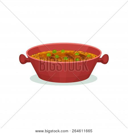 Traditional Indian Cuisine Dish Vector Illustration On A White Background