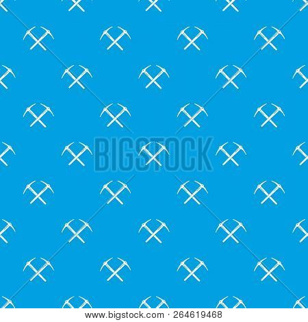 Mining Pickaxe Pattern Vector Seamless Blue Repeat For Any Use