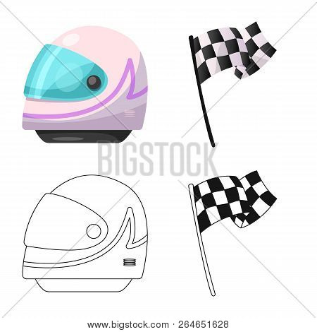Vector Illustration Of Car And Rally Symbol. Set Of Car And Race Vector Icon For Stock.