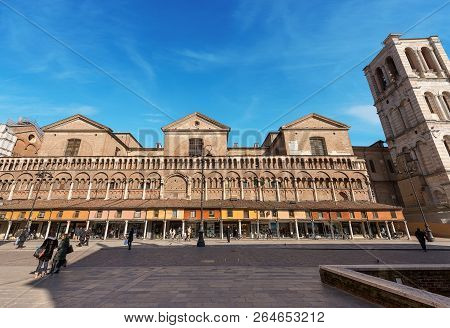 Ferrara, Emilia-romagna, Italy, February 14, 2018: St. George Cathedral (cattedrale Di San Giorgio -