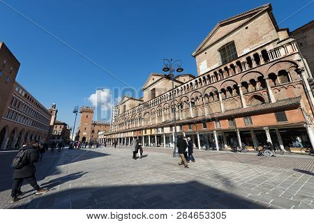 Ferrara, Emilia-romagna, Italy, February 14, 2018: St. George Cathedral (cattedrale Di San Giorgio, 