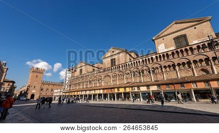 Ferrara, Emilia-romagna, Italy, February 14, 2018: St. George Cathedral (cattedrale Di San Giorgio, 