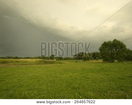 Storm In The Park With Strong Light