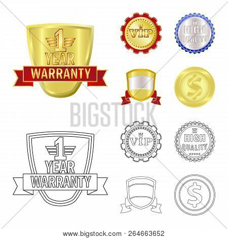 Vector Design Of Emblem And Badge Icon. Set Of Emblem And Sticker Stock Vector Illustration.