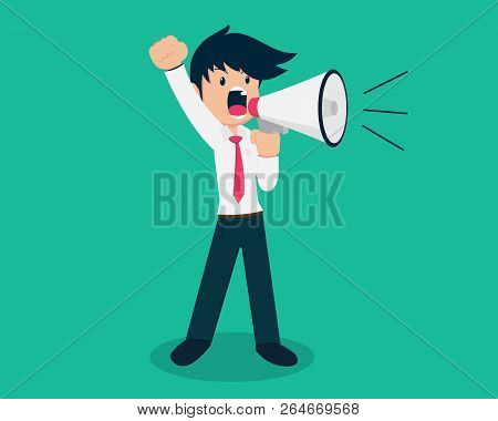 Salary Man 01 Are Announcing Using A Megaphone