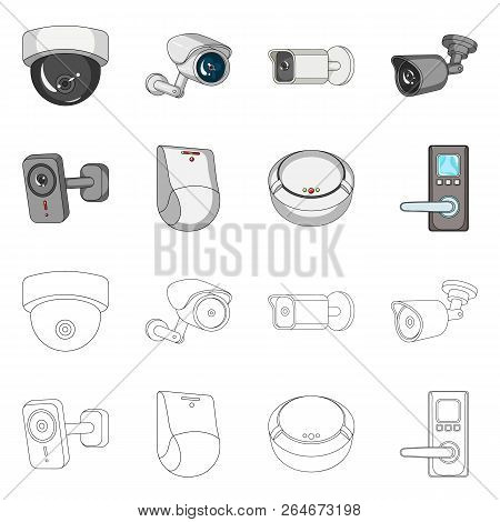 Vector Design Of Cctv And Camera Sign. Collection Of Cctv And System Stock Symbol For Web.