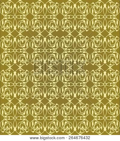 Vintage Seamless Patterns On Golden Background. Fine Brocade Ornament. Luxurious Textile Or Wrapping