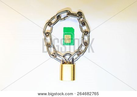 Sim Card Is Protected By A Lock With A Chain