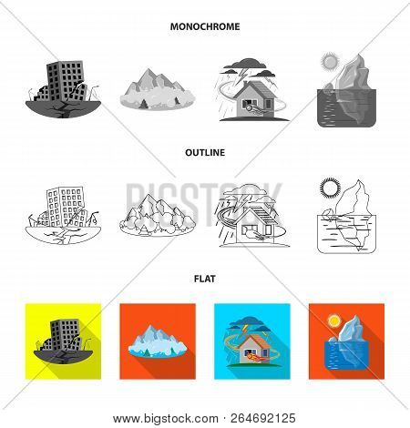 Vector Illustration Of Natural And Disaster Symbol. Collection Of Natural And Risk Stock Vector Illu
