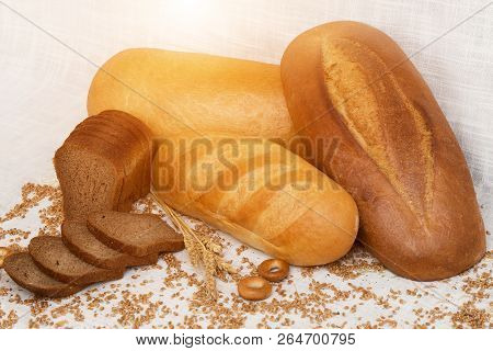 Moldovan Assorted Bread Isolated On White Background. Covered With Wheat