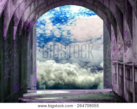 Abandon Ancient Temple And Sunlight