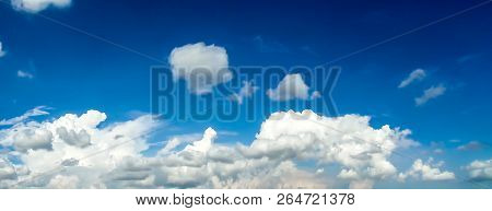 Panorama  Of White Cloud Blue Sky Moving