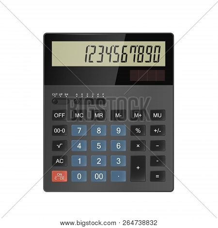Calculator Isolatad On A White Background. Realistic Vector Illustration