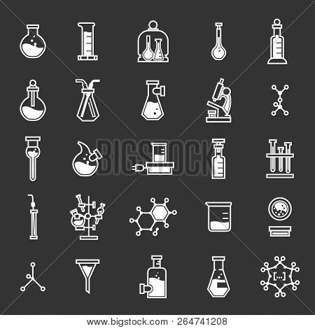 Chemistry Icon Set. Simple Set Of Chemistry Vector Icons For Web Design Isolated On Gray Background