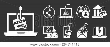 Phishing Icon Set. Simple Set Of Phishing Vector Icons For Web Design On Gray Background