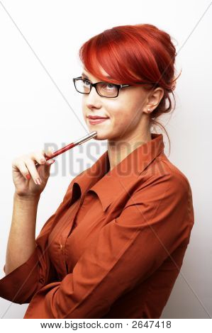 Portret kobiety biznesu zamyślony
