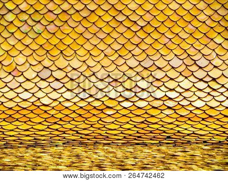 Roof Horizental Line Texture Of Public Thai Art Temple
