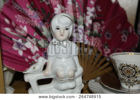 Nice And Beautiful Vintage,ceramic,old Statuette In The Cupboard