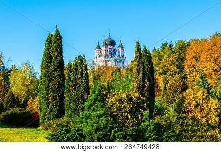 Panoramic View Of St. Panteleimon Orthodox Monastery In Autumn