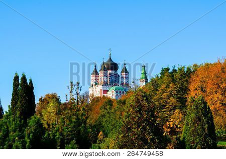 Panoramic View Of St. Panteleimon Orthodox Monastery In Autumn