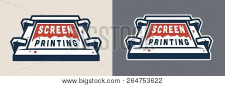Colorful Silkscreen Vintage Concept On Dark And Light Gray Backgrounds Isolated Vector Illustration