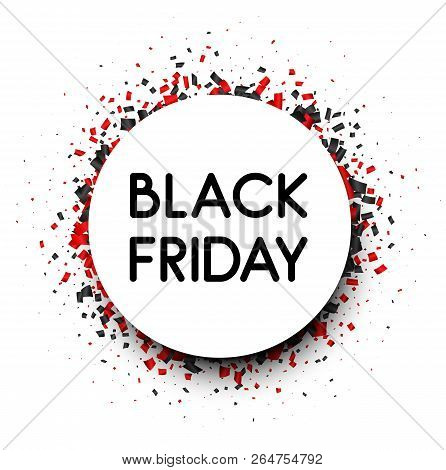 Black Friday Sale Round Promotion Poster With Red And Black Conf