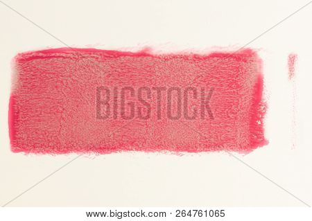 Trail Of Red Paint From Roll For Painting On White Wall. Repair Concept