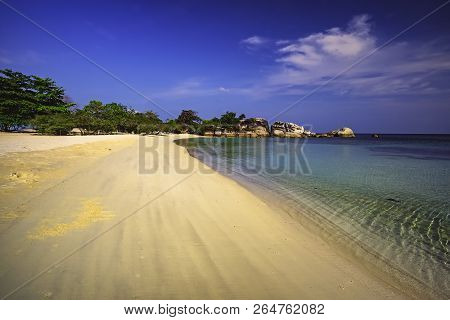View Of A Group Of Big Stones On The Tanjung Tinggi Beach From Island Belitung/indonesia/