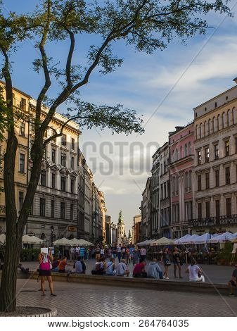 Krakow, Poland, August 30, 2017 - View Of The Street Grodzka