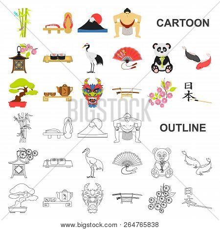 Country Japan Cartoon Icons In Set Collection For Design.japan And Landmark Vector Symbol Stock Web 