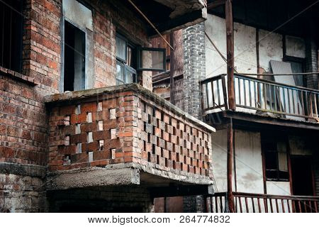 Balcony closeup in Xiahao Old street in Chongqing, China.
