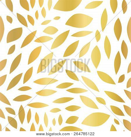 Gold Foil Seamless Vector Background Abstract Biconvex Shapes. Golden Background Pattern. Convex Sca
