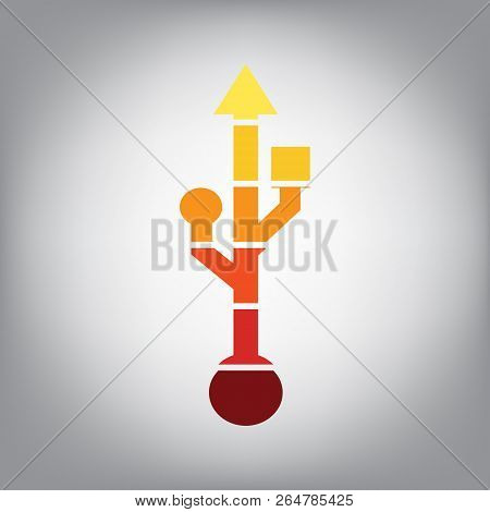 Usb Sign Illustration. Vector. Horizontally Sliced Icon With Col