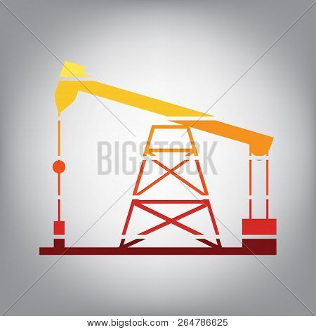 Oil Drilling Rig Sign. Vector. Horizontally Sliced Icon With Col