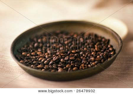 Grains de café - vue flou.