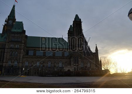 Parliament Hill In Ottawa With Parliamentary And Departmental Buildings