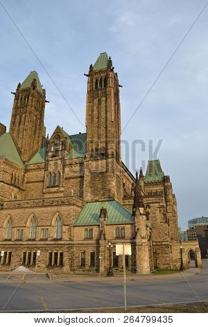 Parliament Hill In Ottawa With Parliamentary And Departmental Buildings