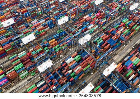 Kwai Tsing, Hong Kong, 09 October 2018:- Kwai Tsing Container Terminals in Hong Kong
