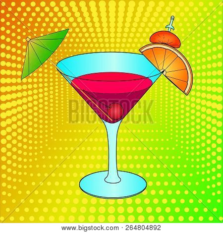 Bloody Mary Cocktail Pop Art Hand Drawn Raster. Imitation Comic Style