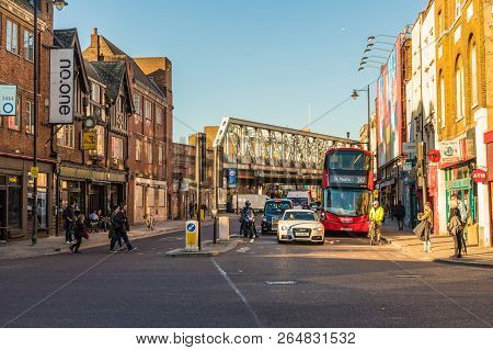 London October 2018. A View Of Shoreditch High Street In London