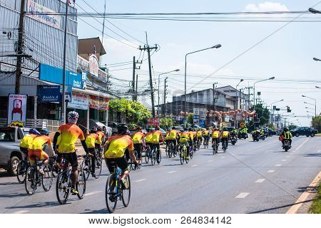 Kalasin,thailand - Octomber 6, 2018: Project  Run And Ride Bicycle To Fund For Hospital,for Raise Fu