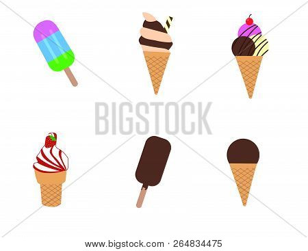 Ice Cream Cones Strawberry Chocolate Vanilla Popsicle Vectors Ai