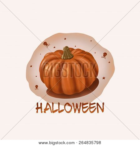Halloween Text With Pumpkin Illustration For Halloween