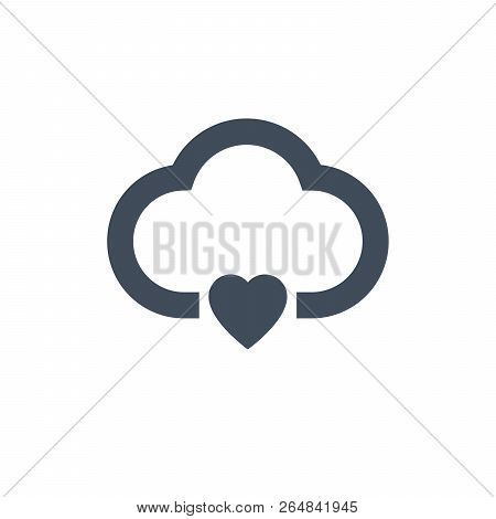Heart Cloud Icon, Ve Ctor Illustration Isolated On Clean Background.