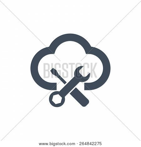Cloud Wrench Tools Icon Repare Maintance Service Pictograph. Vector Illustration Isolated On White B