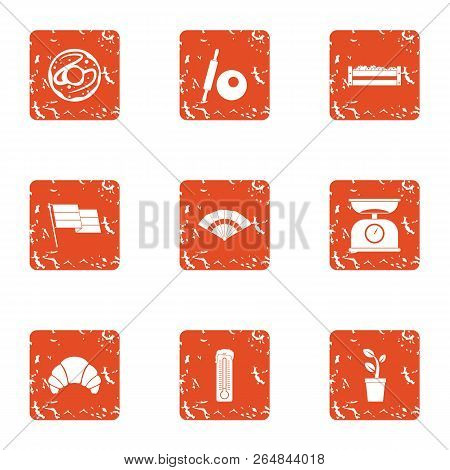 Natural Filler Icons Set. Grunge Set Of 9 Natural Filler Vector Icons For Web Isolated On White Back