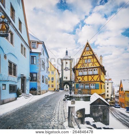Medieval Old Rothenburg Ob Der Tauber In Winter