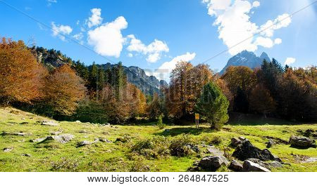 View Of Pic Du Midi Ossau, France, Pyrenees In Autumn