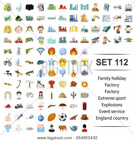 Vector Illustration Of Family, Holiday, Factory, Extreme, Sport, Explosion Event Service England Cou